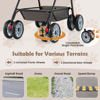 3 In 1 Pet Stroller, Removable Carrier, 33 Lbs, Gray Dog Supplies at Gallery Canada