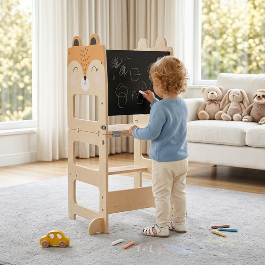 3-in-1 Wooden Kids Kitchen Step Stool, Orange Kids Chairs & Seating Orange at Gallery Canada