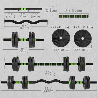 Adjustable Dumbbell Set, 3 in 1 Weights, 33lb with Connector, Non-Slip Grip Dumbbells & Barbells at Gallery Canada