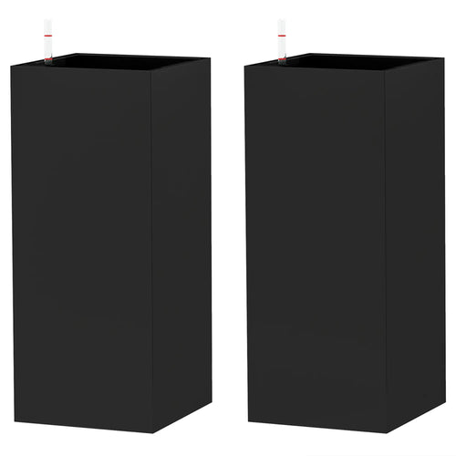 2 Pack 26 Inch Plastic Planter Box, Water Level Indicator, Black