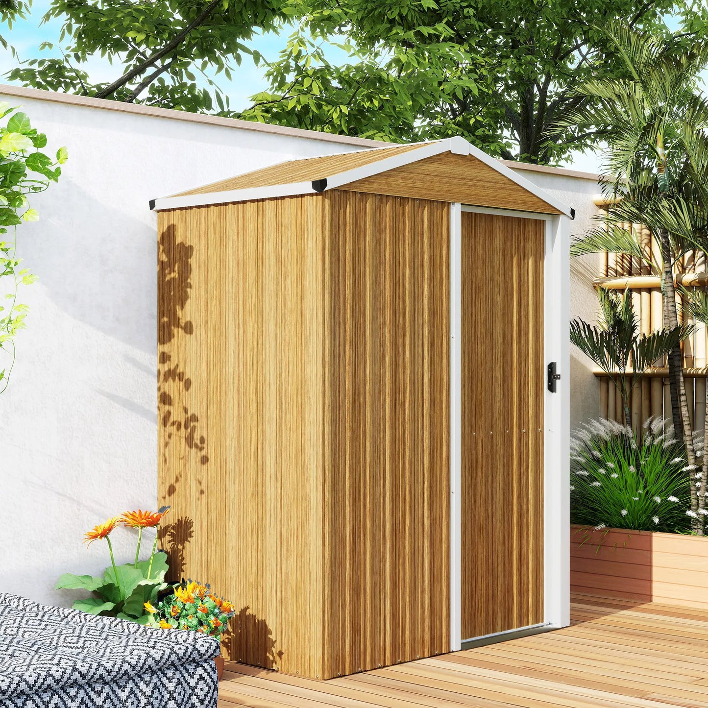 4.5 x 3ft Metal Garden Shed, Waterproof Outdoor Storage, Lockable Door Sheds at Gallery Canada