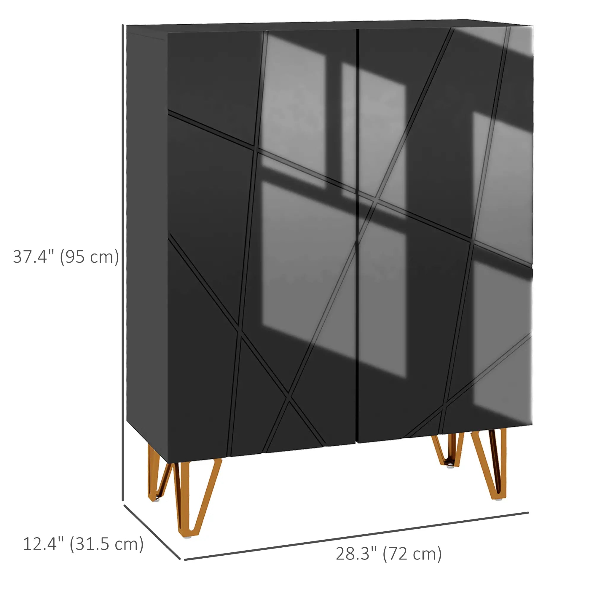 Narrow Shoe Storage Cabinet, Adjustable Shelves, High Gloss, Black Shoe Storage Cabinets & Racks at Gallery Canada
