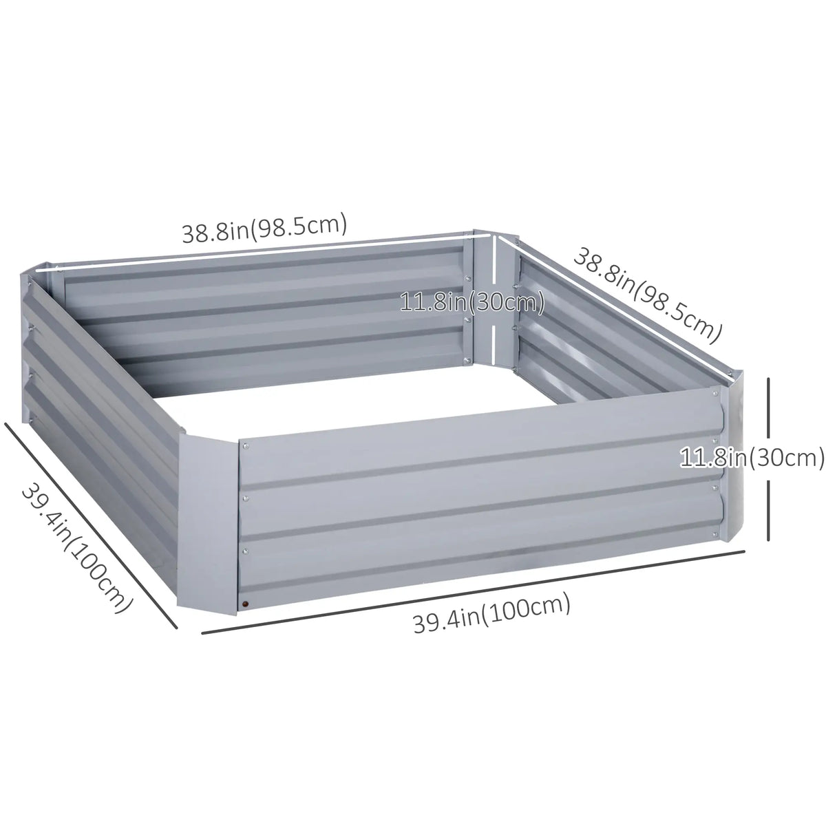 39" x 39" x 12" Raised Garden Bed Set, Elevated Planter Box, Galvanized Steel Frame, Grey Galvanized Planter Boxes at Gallery Canada