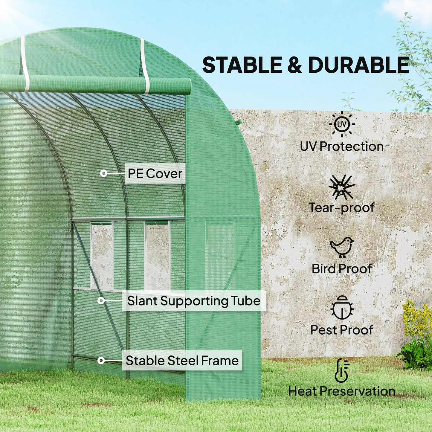 11.5' x 6.6' x 6.6' Walk-in Greenhouse, PE Cover, Roll Up Door, Windows, Green Walk In Greenhouses at Gallery Canada
