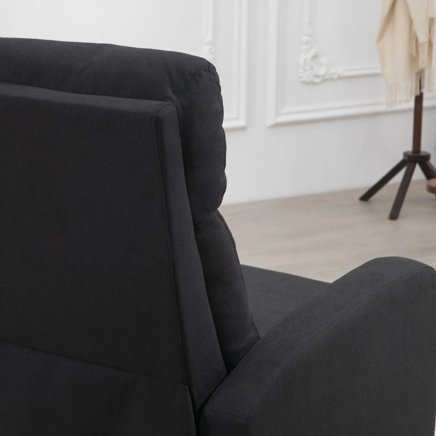 Fabric Recliner Chair, Manual Reclining Sofa, Padded Seat, Black Single Sofas at Gallery Canada