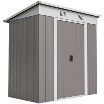 6' x 4' Outdoor Storage Shed, Metal Garden Tool Organizer, Light Grey Sheds at Gallery Canada