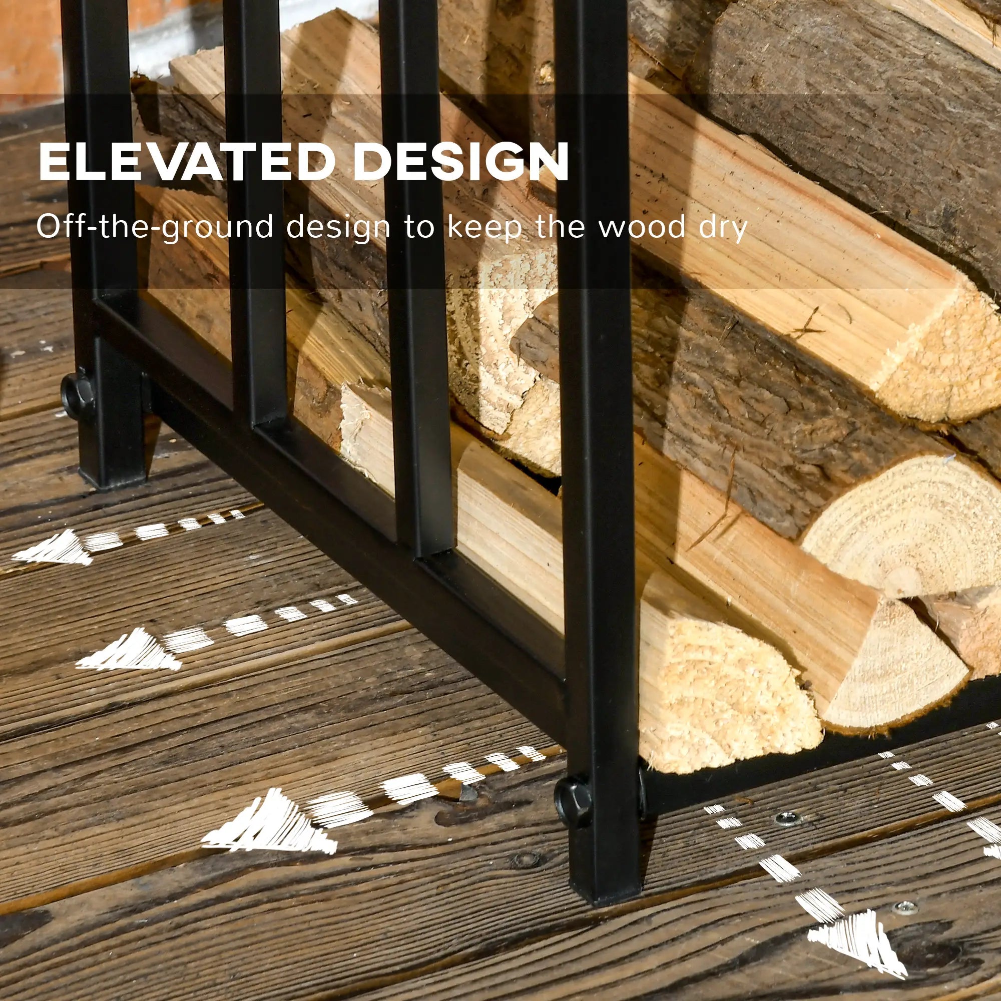 3-Tier Firewood Rack, Heavy Duty Wood Storage, Black Firewood Racks at Gallery Canada
