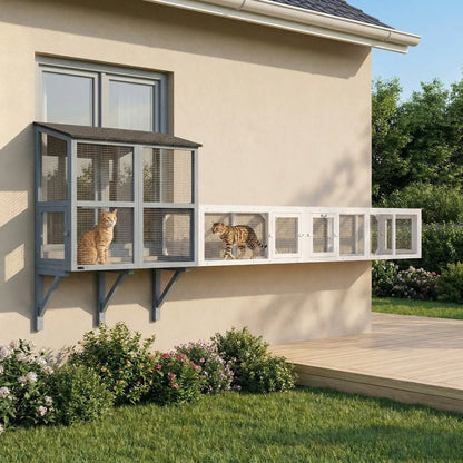 Cat Tunnel, Outdoor Enclosure, 98", 8 Doors, Combinable, White Outdoor Cat Enclosures at Gallery Canada