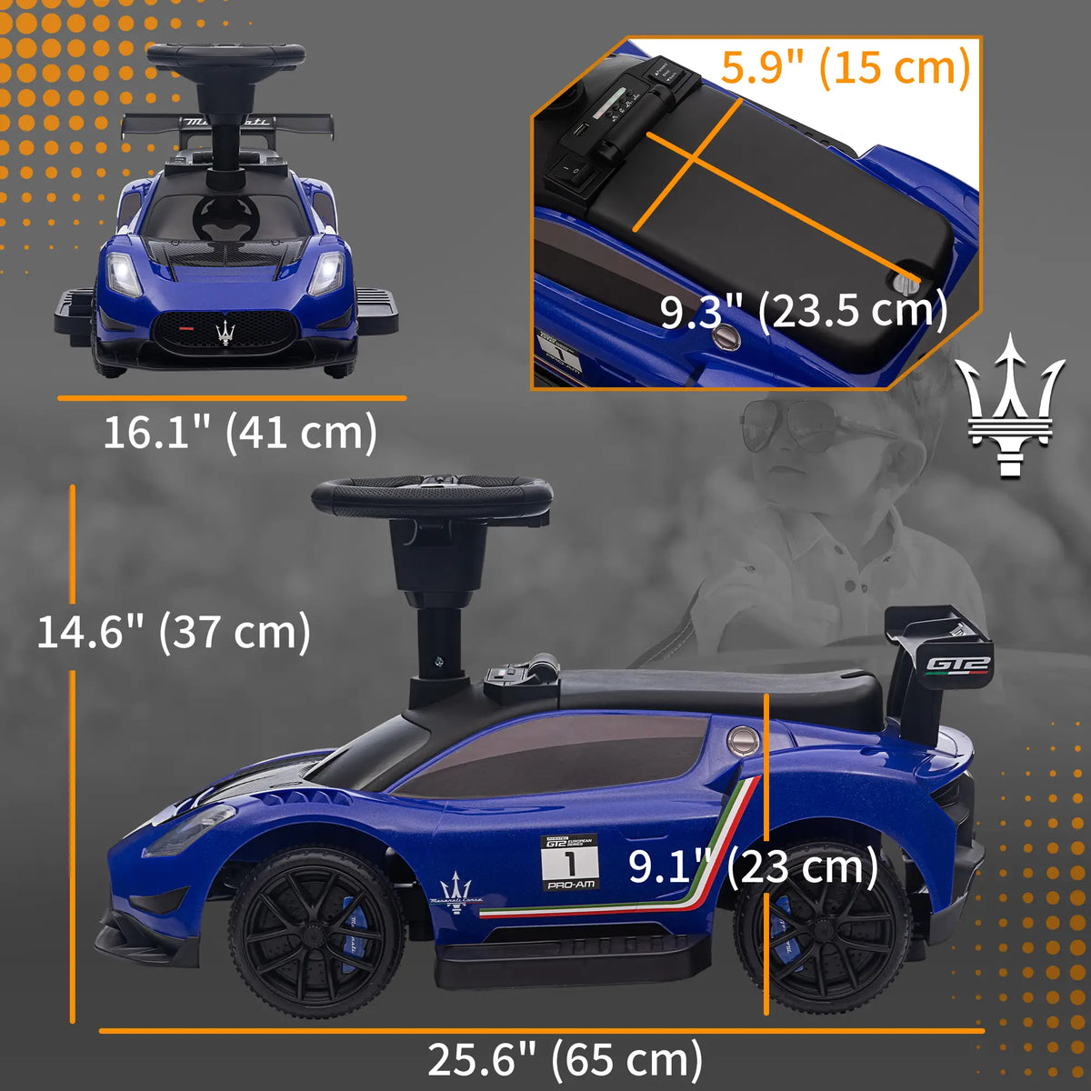 6V Maserati GT2 Electric Car for Kids, Blue Electric Toy Cars at Gallery Canada
