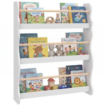 Kids Bookshelf Wall Mounted, 3-Tier Floating Bookcase for 3-8 Years, White Bookshelves & Bookcases at Gallery Canada