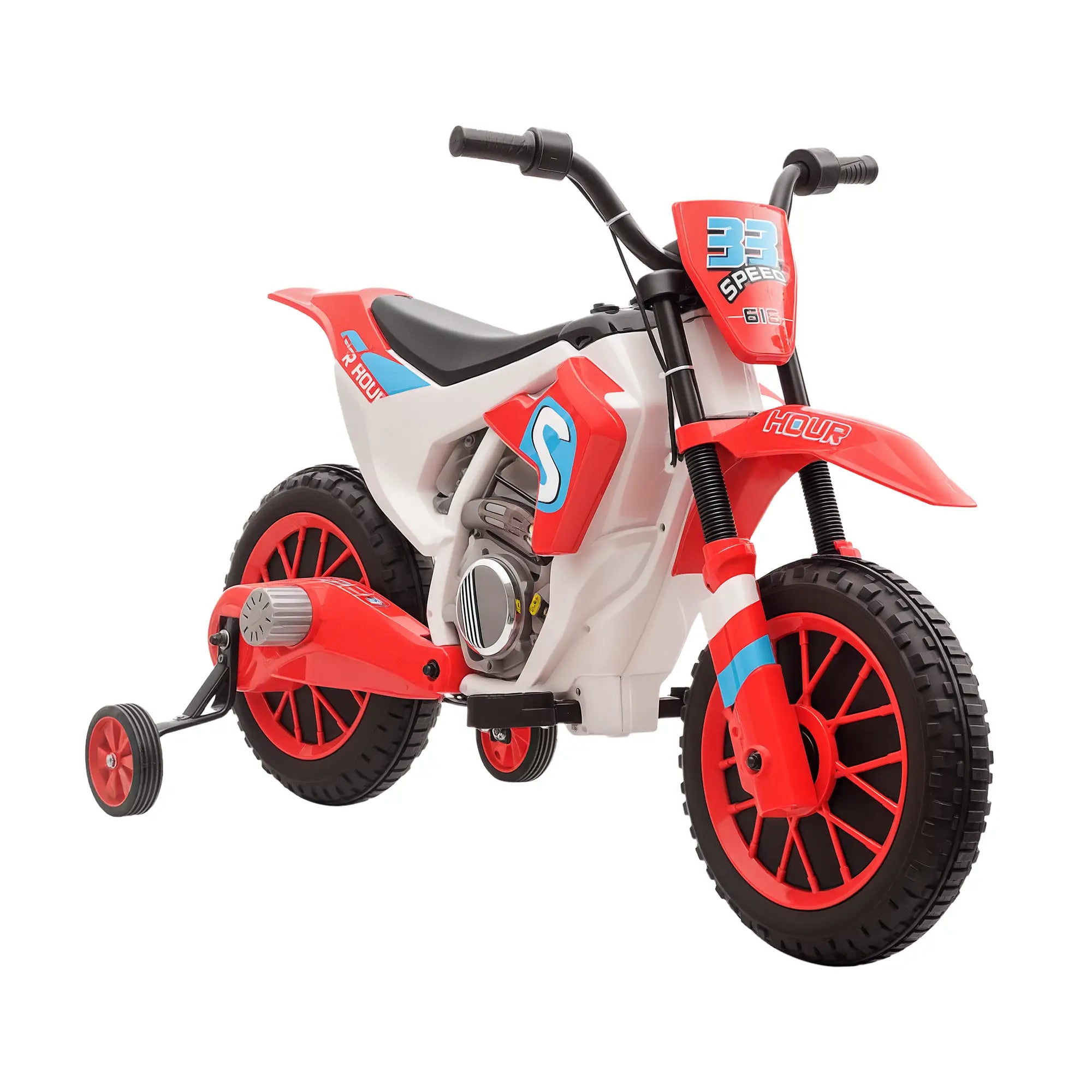 Kids Dirt Bike 12V Battery, Training Wheels, Red Electric Motorcycles Red at Gallery Canada