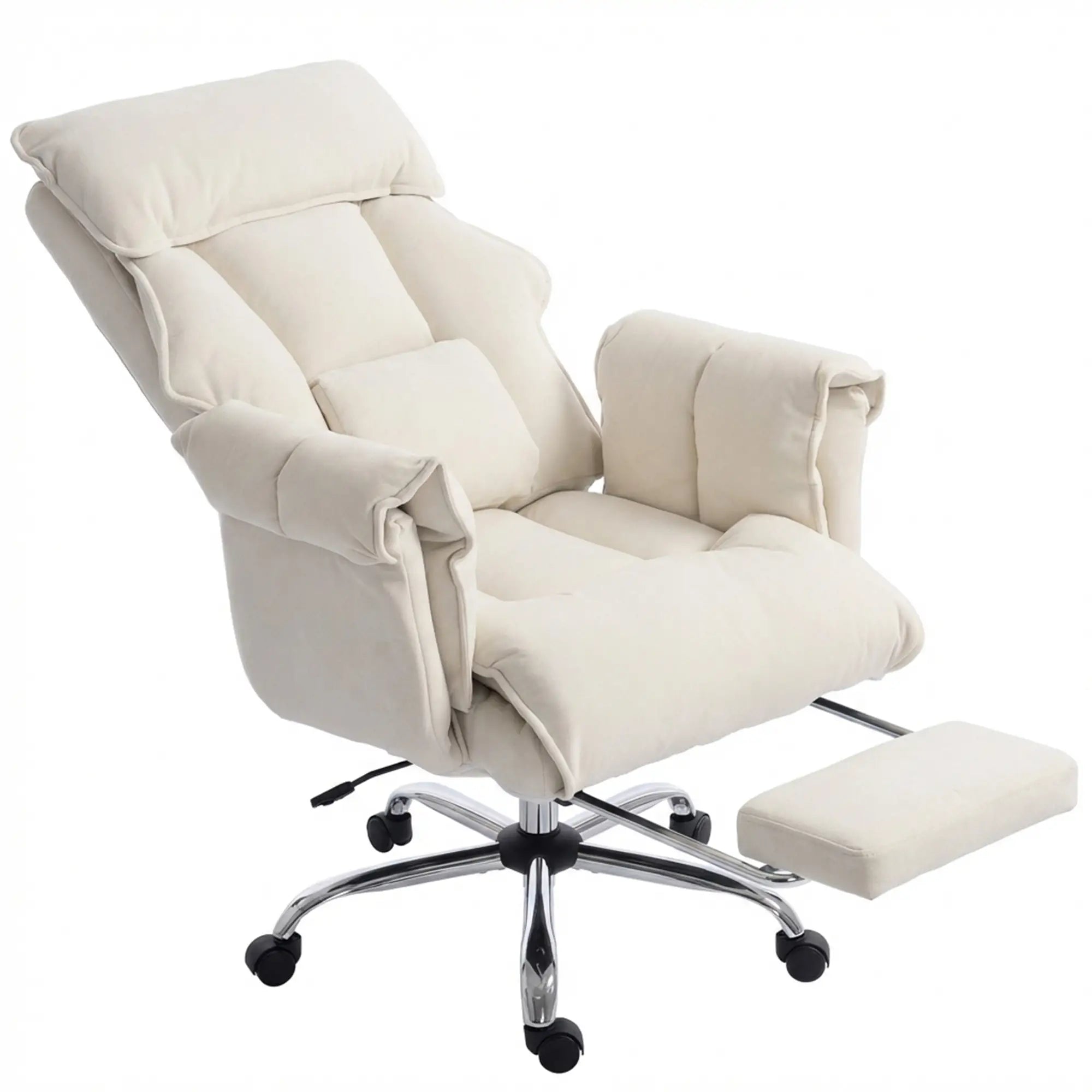 Desk Chair With Footrest, Adjustable Backrest, Cream White, Cream White Executive & Manager Chairs Cream at Gallery Canada