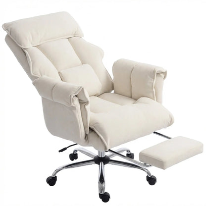 Desk Chair With Footrest, Adjustable Backrest, Cream White, Cream White Executive & Manager Chairs Cream at Gallery Canada