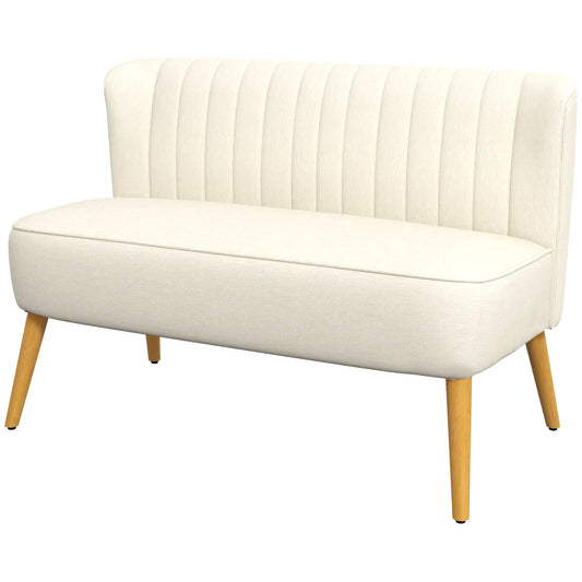 Modern 2 Seat Sofa, Upholstered Two Seater Couch, Cream White 2-Seater Sofas Cream White, Natural at Gallery Canada