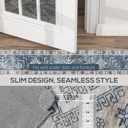 6x9 Vintage Washable Non-Slip Rug, for Living Room, Bedroom, Blue Living Room Furniture at Gallery Canada