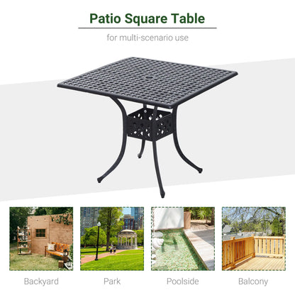 "36" Patio Dining Table, Outdoor Bistro Table With Umbrella Hole, Black Patio Side Tables at Gallery Canada