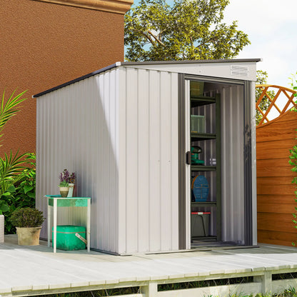 5'x7' Lean to Metal Shed, Sliding Door, 2 Vents, White Sheds at Gallery Canada