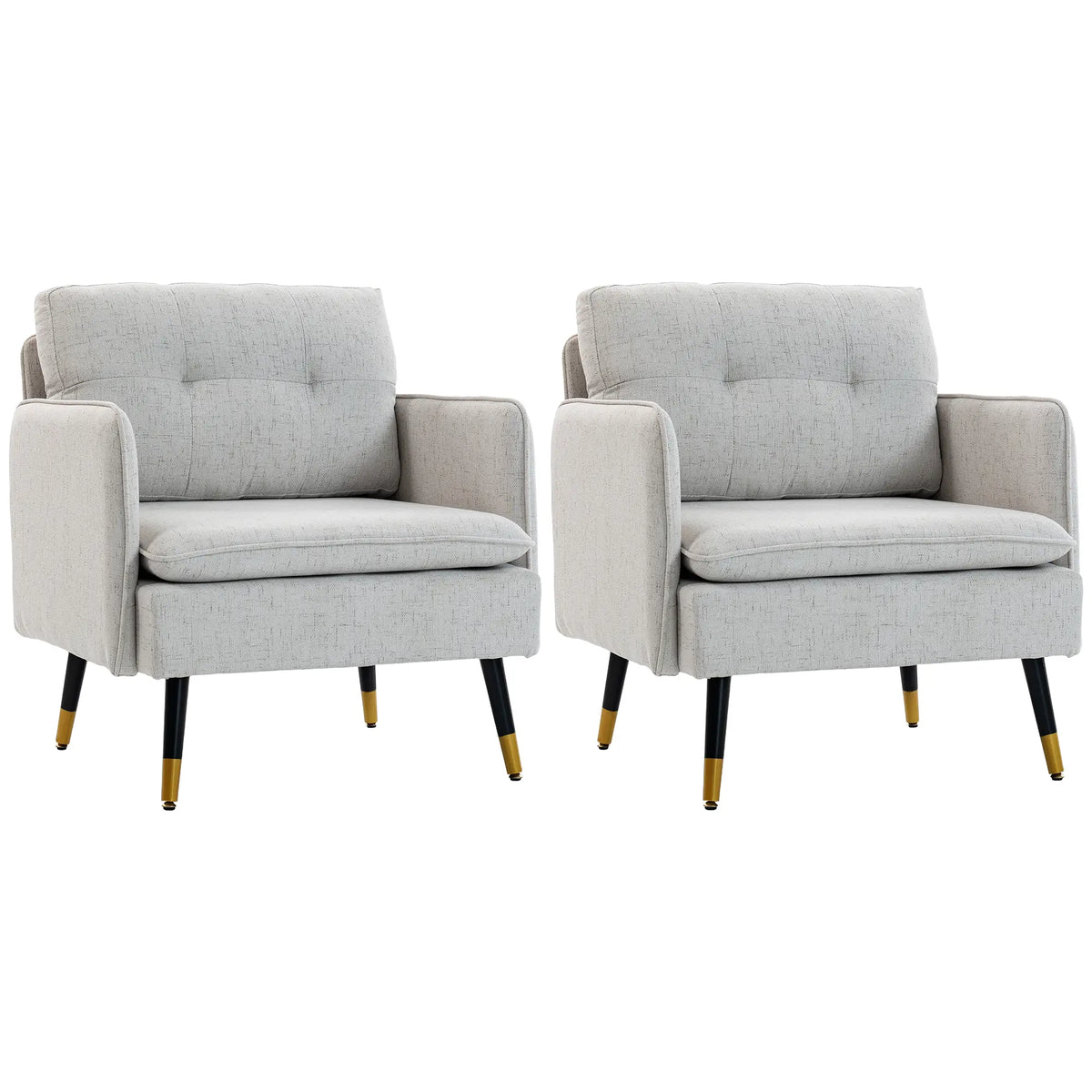 Accent Chairs Set of 2, Upholstered Armchairs, Tufted Back Cushion, Steel Legs Accent Chairs at Gallery Canada