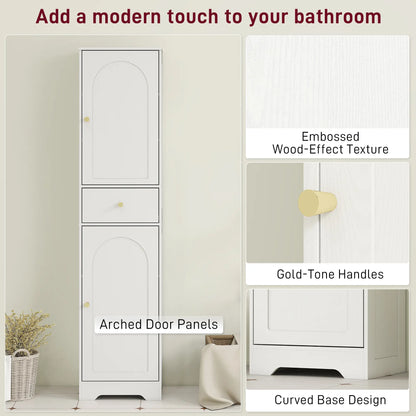 67" Tall Bathroom Cabinet, 2 Doors, Drawer, Adjustable Shelf, Wood Grain, White Bathroom Cabinets at Gallery Canada