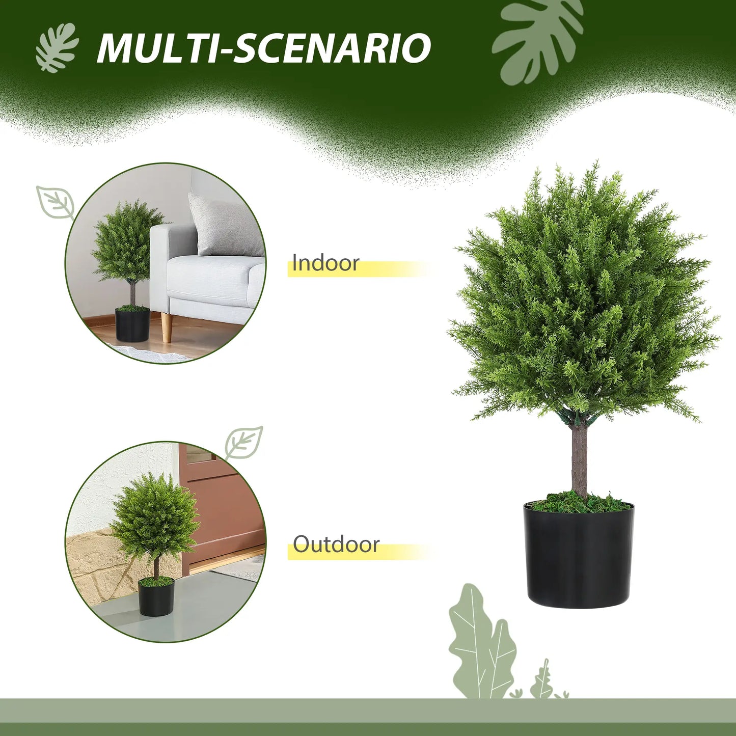 Artificial Cedar Topiary Trees In Pots, Indoor Outdoor Decor, Green Artificial Trees at Gallery Canada