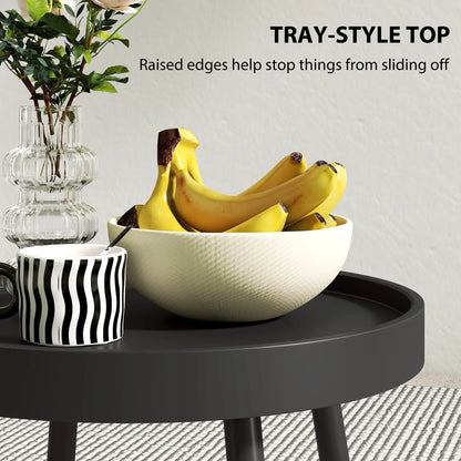 19.5" Round Patio Table, Small Outdoor Coffee Side Table, Black Patio Side Tables at Gallery Canada