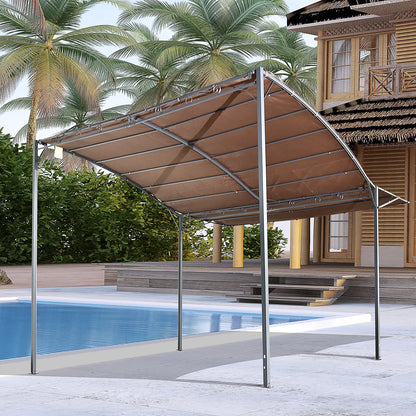 10x8ft Patio Metal Gazebo With Extendable Side Awning, Brown Pergolas at Gallery Canada