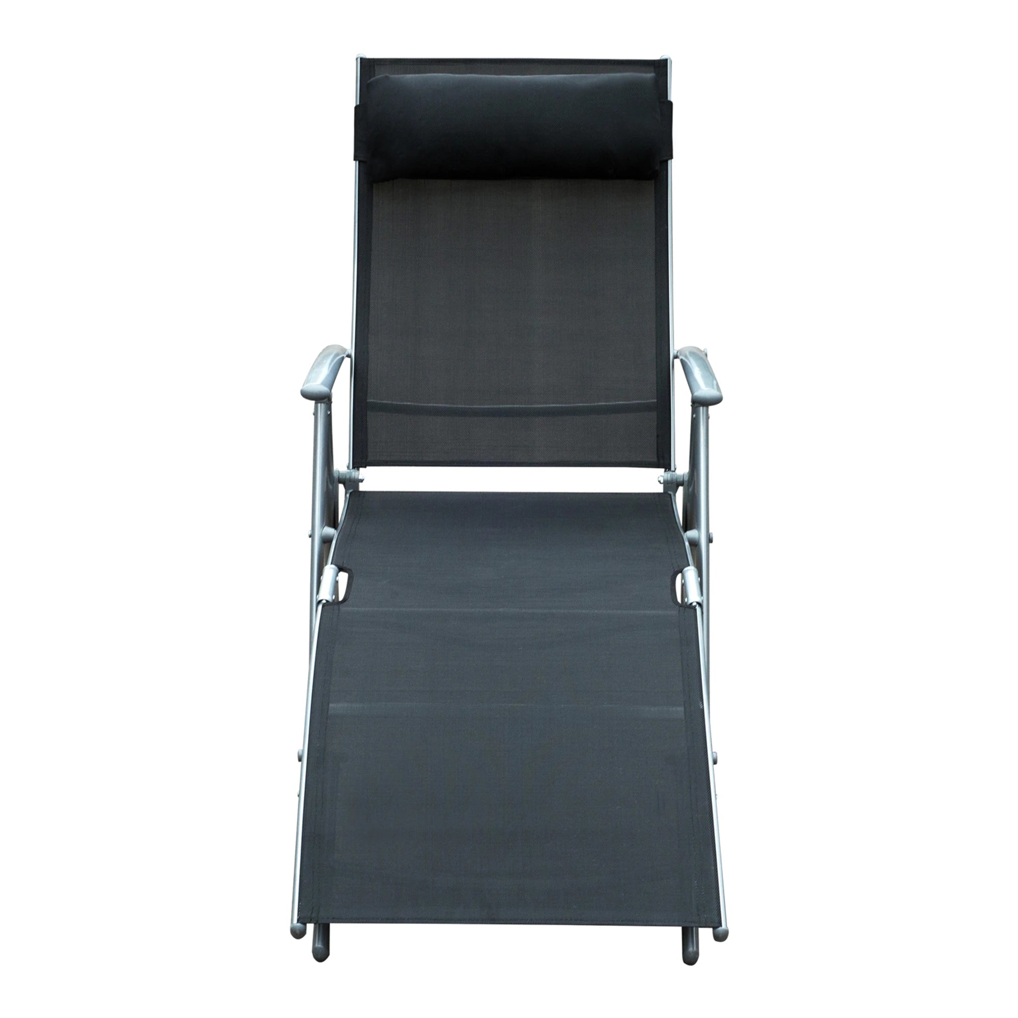 Heavy Duty Adjustable Folding Reclining Chair, Outdoor Sun Lounger, Black Lounger Chairs at Gallery Canada
