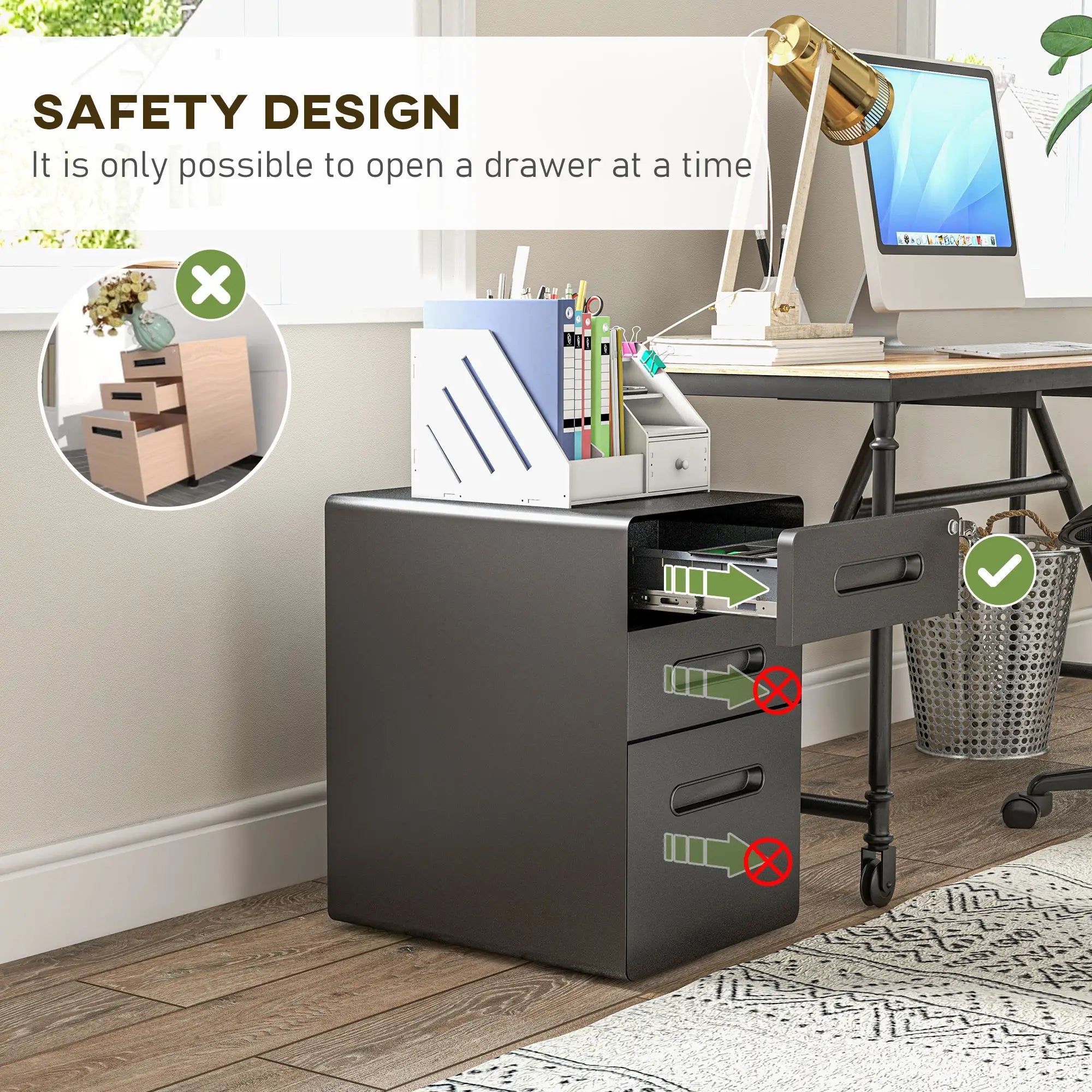 Lockable Steel File Cabinet on Wheels, Legal, A4, Letter Size Office Cabinets & Cupboards at Gallery Canada