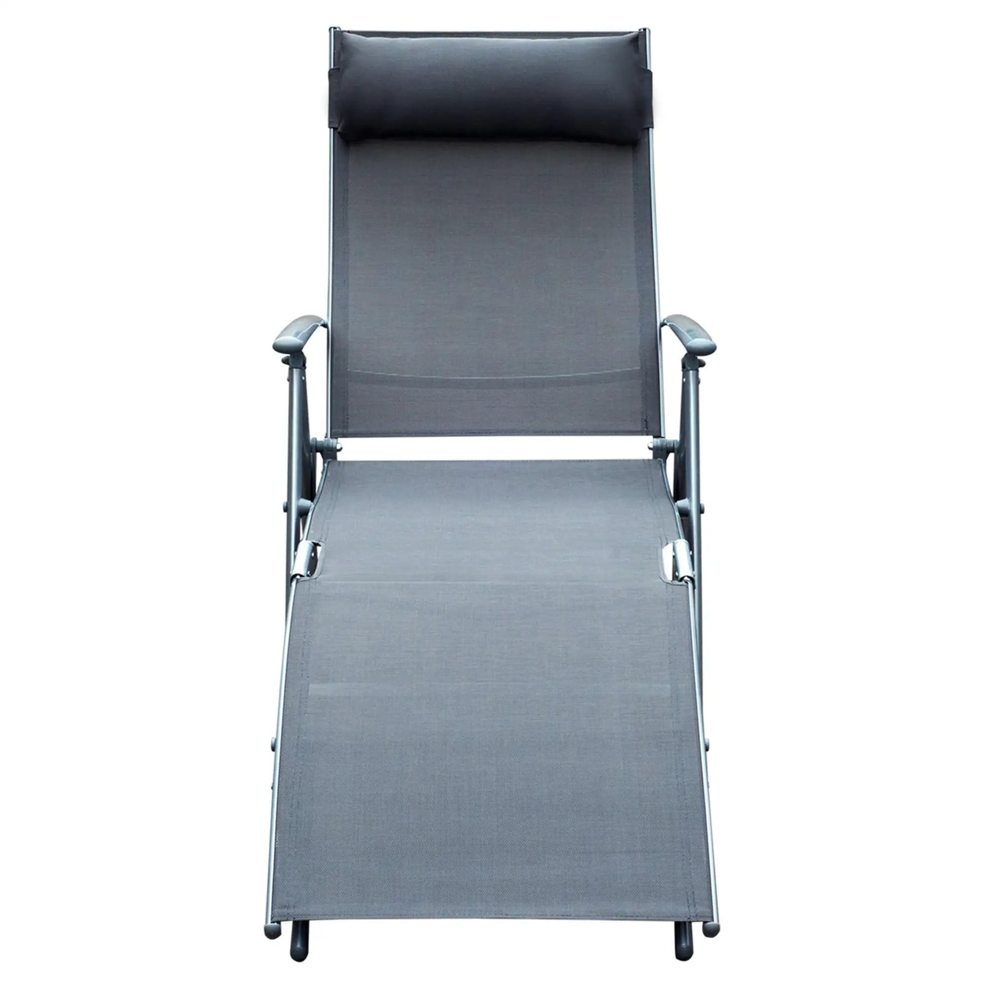 Heavy Duty Adjustable Folding Reclining Chair, Outdoor Sun Lounger, Grey Lounger Chairs at Gallery Canada