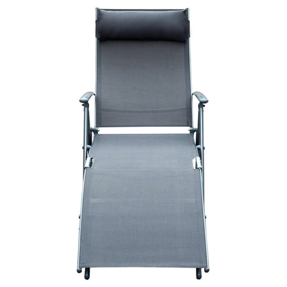 Heavy Duty Adjustable Folding Reclining Chair, Outdoor Sun Lounger, Grey Lounger Chairs at Gallery Canada