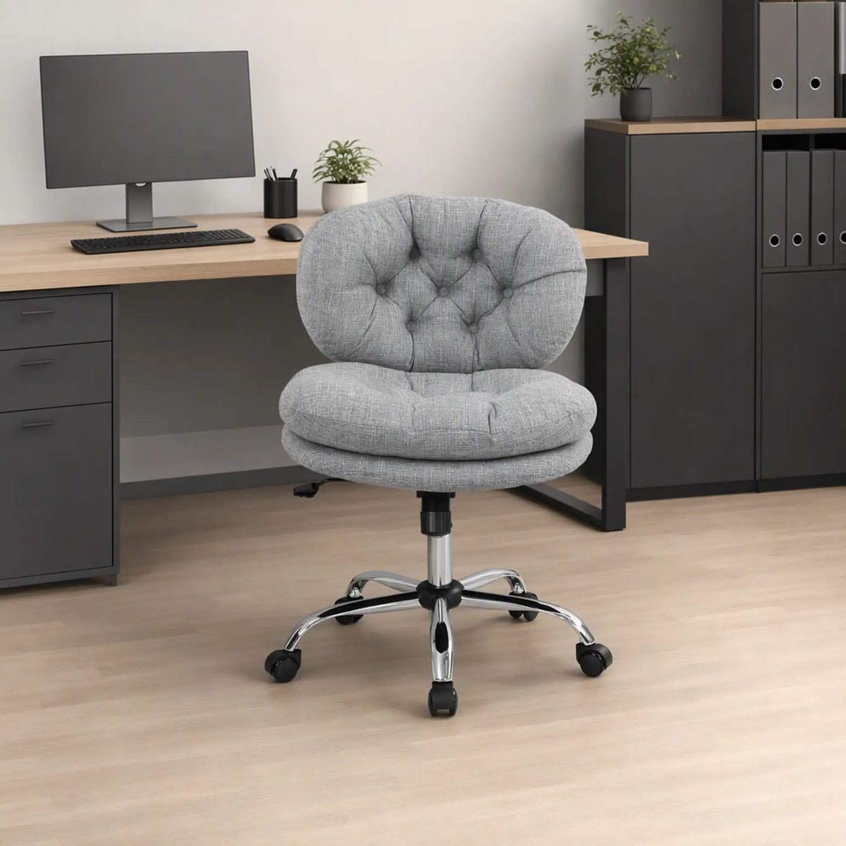 Armless Office Chair, Wide Padded Seat, Adjustable Height, Tilt Function, Grey Task Chairs at Gallery Canada