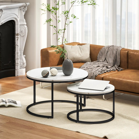 Modern Coffee Table Set of 2, Nesting Tables, White Coffee Tables White at Gallery Canada