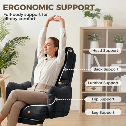 Ergonomic Office Gaming Chair With Foot Rest, Fabric, Black Task Chairs at Gallery Canada