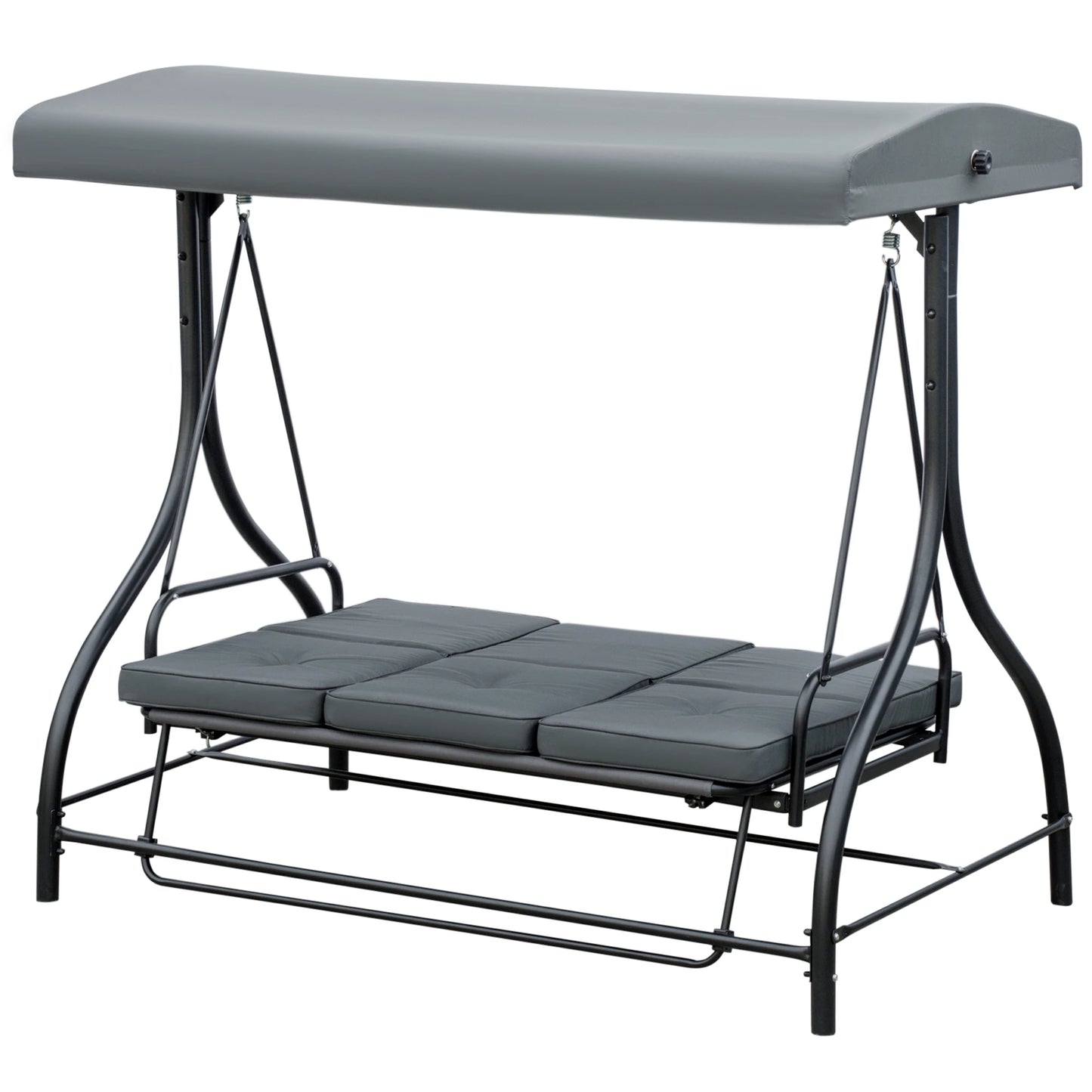 Convertible Patio Swing Bed with Canopy, 3 Seater, Dark Grey Porch Swings with Canopy Dark Grey and Black at Gallery Canada