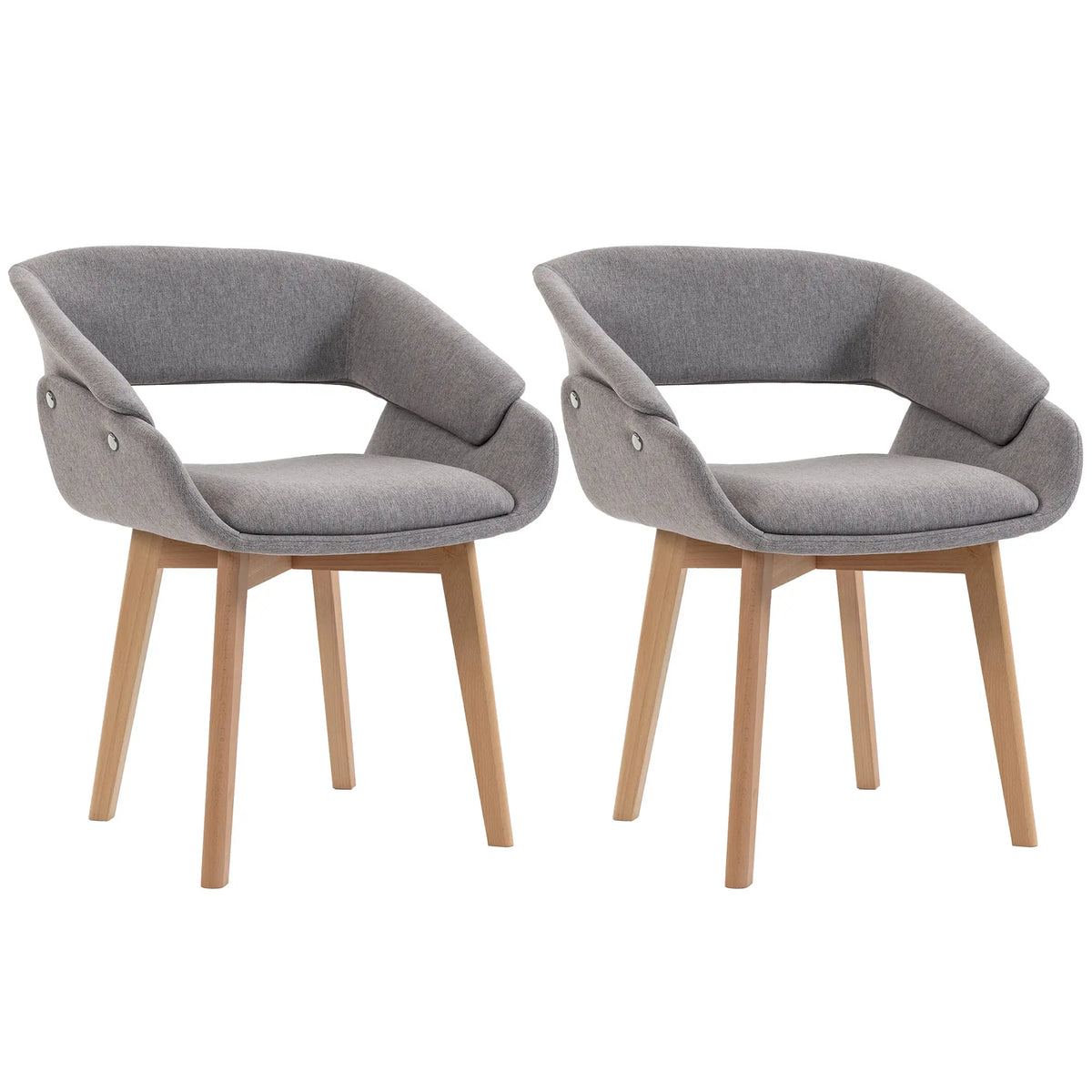Linen Fabric Dining Chairs Set of 2, Light Grey Dining Chairs at Gallery Canada
