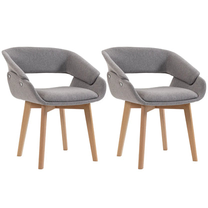 Linen Fabric Dining Chairs Set of 2, Light Grey Dining Chairs at Gallery Canada