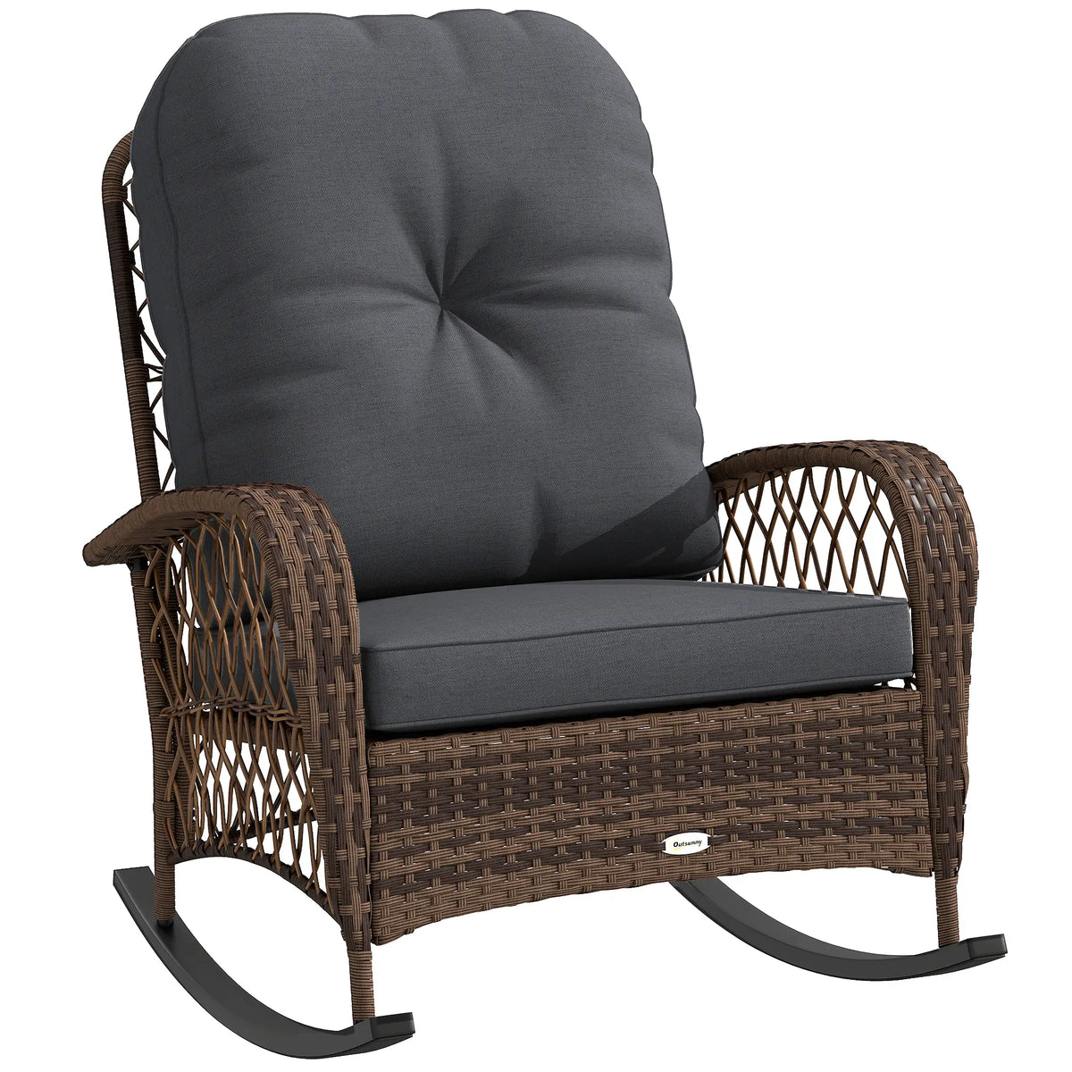 Outdoor Wicker Rocking Chair With Thick Cushions, Black Outdoor Rocking Chairs at Gallery Canada