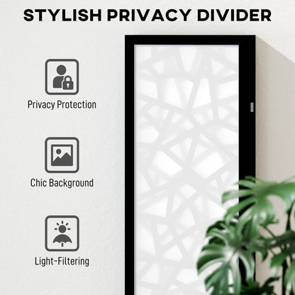 4 Panel Room Divider, 5.6 FT, Geometric Pattern Privacy Screen, Black Room Dividers at Gallery Canada