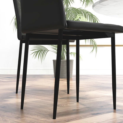 Modern PU Leather Dining Chairs, Set of 6, Metal Legs, Black