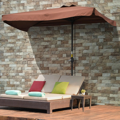 7.5ft Half Umbrella, Crank Handle, Top Vent, Coffee