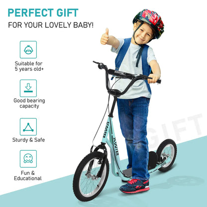 Youth Kick Scooter, Adjustable Handlebar, 16'' Inflatable Wheel, Blue Scooters at Gallery Canada