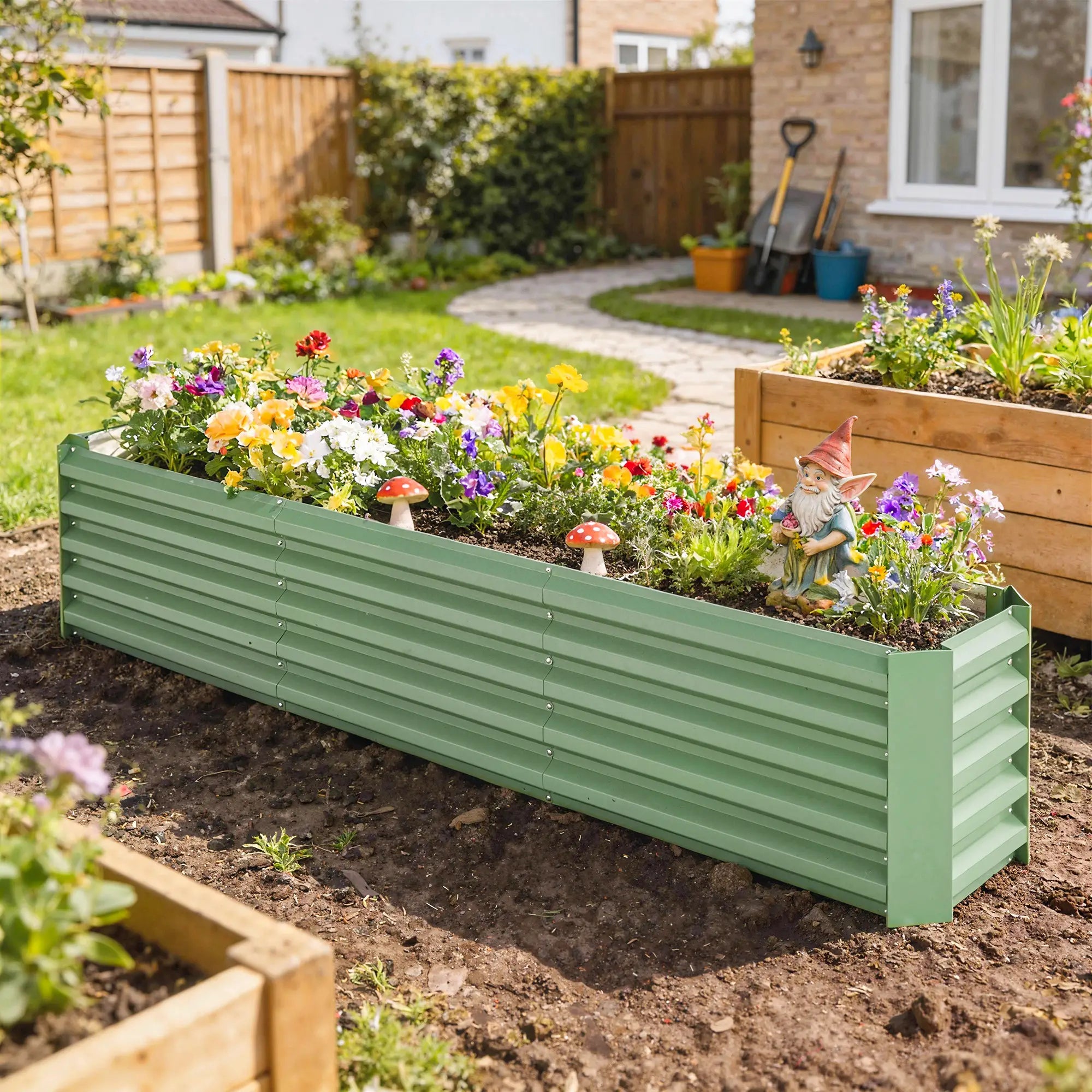 8 x 1.3 x 1.5ft Galvanized Raised Garden Bed, Light Green Planter Box, Light Green Galvanized Planter Boxes at Gallery Canada