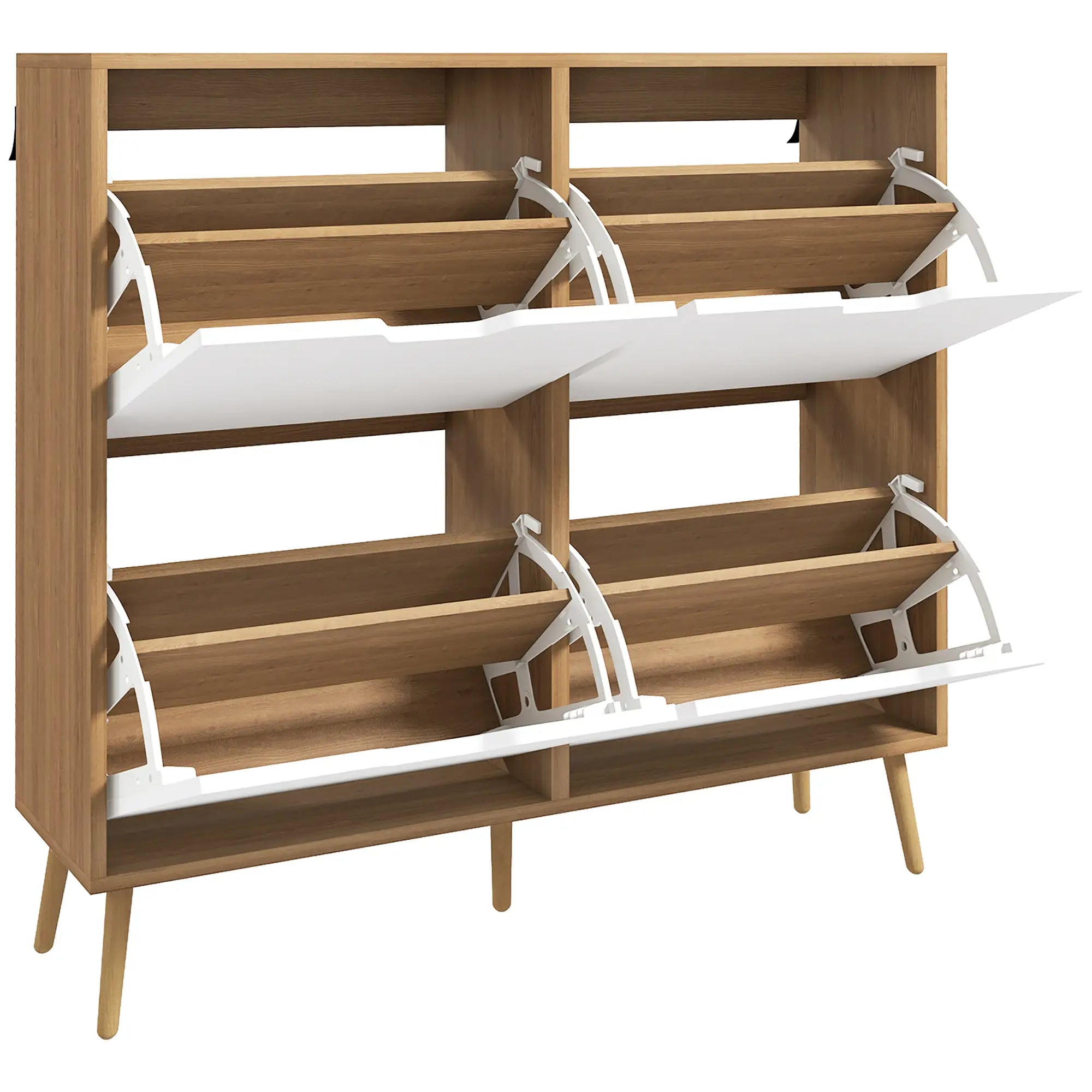 Shoe Storage Cabinet, 4 Flip Drawers, Adjustable Shelf, Holds 8-16 Pairs, Natural Shoe Storage Cabinets & Racks at Gallery Canada