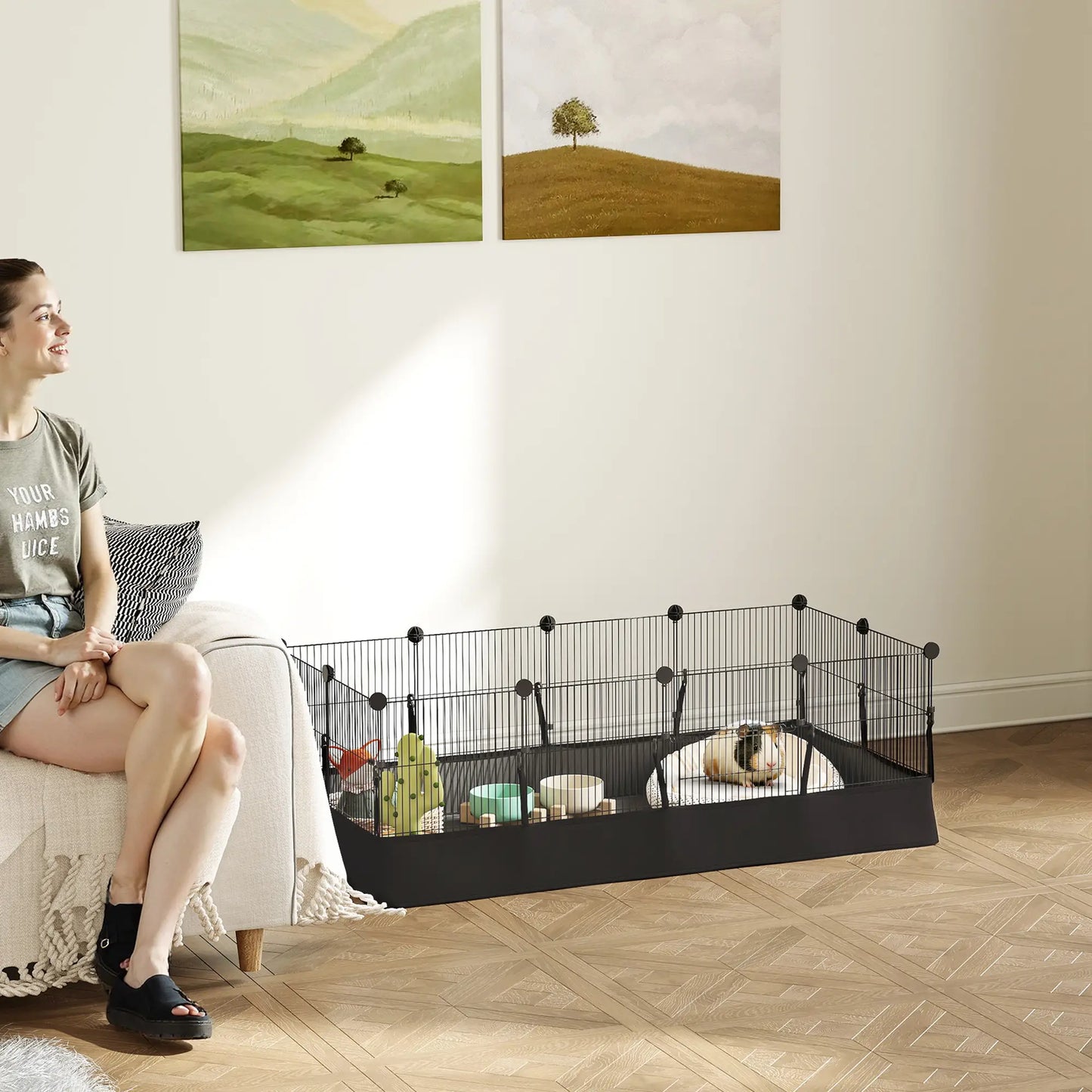 Small Animal Cage Waterproof Mat, DIY Playpen, 12 Panels, Black Houses & Habitats at Gallery Canada