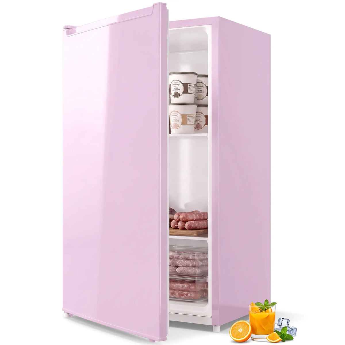 Compact Upright Freezer, 2.1 Cubic Feet, Reversible Door, Pink Small Kitchen Appliances Pink at Gallery Canada