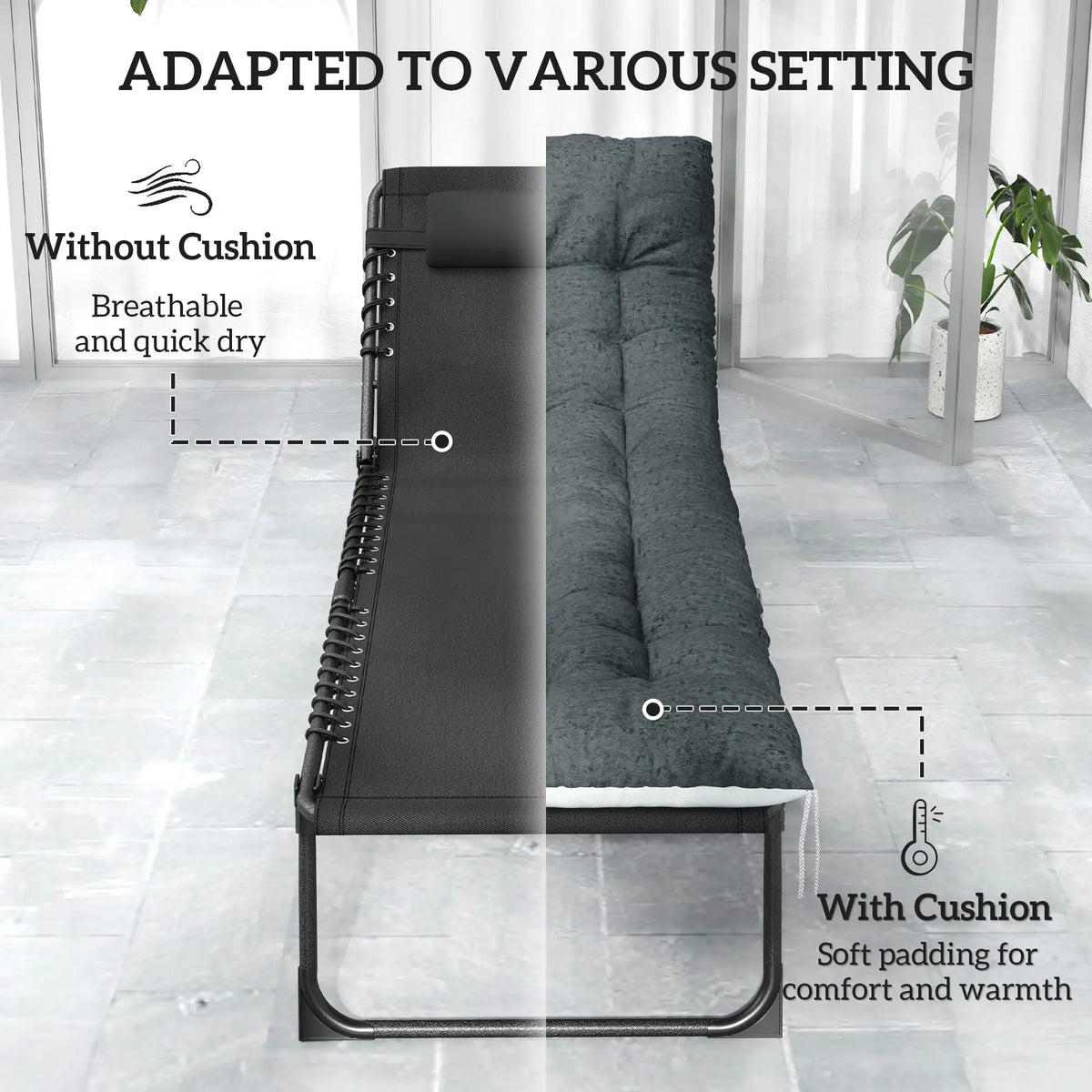 Outdoor Folding Lounge Chair Set, 2 Pack, Black/Grey Lounger Chairs at Gallery Canada