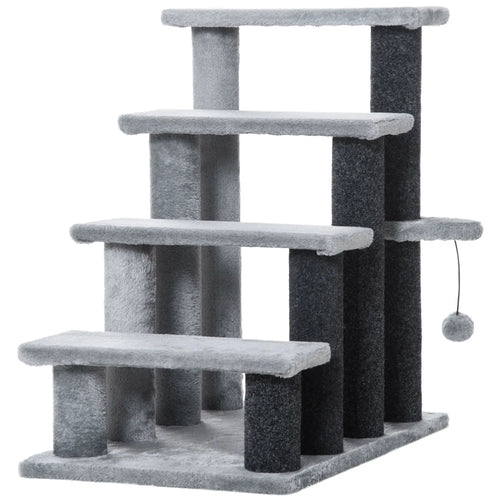 Cat Stairs, 4 Steps, Small Cat Tree with Scratching Posts, 23.5