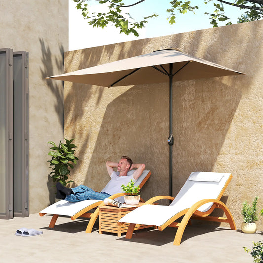 8ft Half Round Outdoor Patio Umbrella, Sun Shade, 5 Ribs Half Round Umbrellas Coffee at Gallery Canada