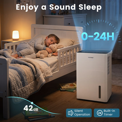 4000 Sq.Ft 80 Pint Compressor Dehumidifier with Drain HoseSmart Humidity Control and Child Lock, White Dehumidifiers at Gallery Canada