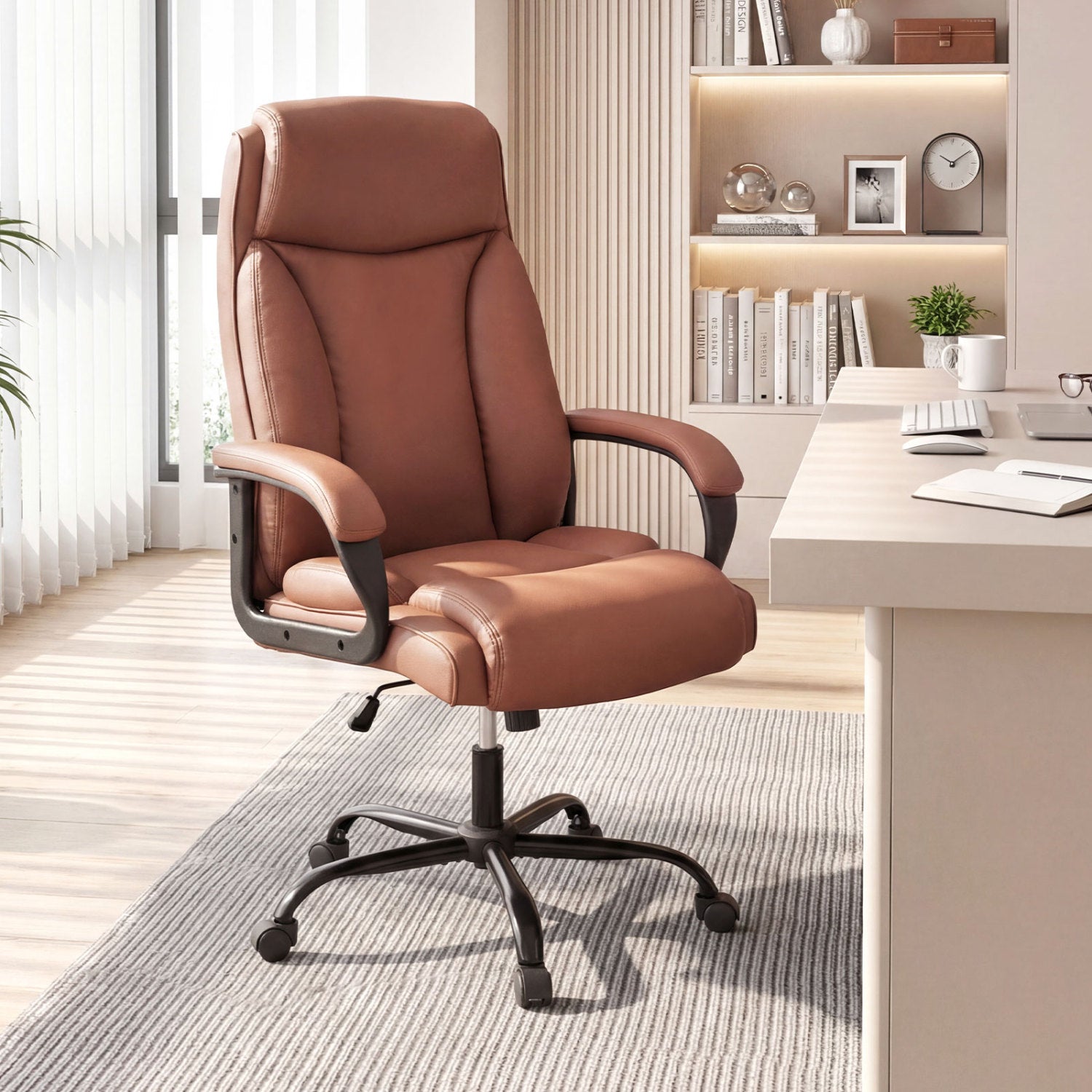 400LBS Big And Tall Executive Chair, Ergonomic Leather Computer Chair, Brown Big and Tall Chairs at Gallery Canada
